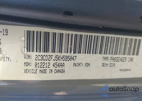 2019 Dodge Challenger R/T Scat Pack from USA, damaged, VIN 2C3CDZFJ5KH595047